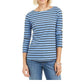 Blusa feminina Charter Club de manga comprida mesclada, azul, tamanho médio
