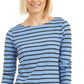 Blusa feminina Charter Club de manga comprida mesclada, azul, tamanho médio