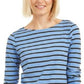 Blusa feminina Charter Club de manga comprida mesclada, azul, tamanho pequeno