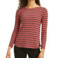Charter Club Women's Heather Long-Sleeve Top Vinho Tamanho Médio