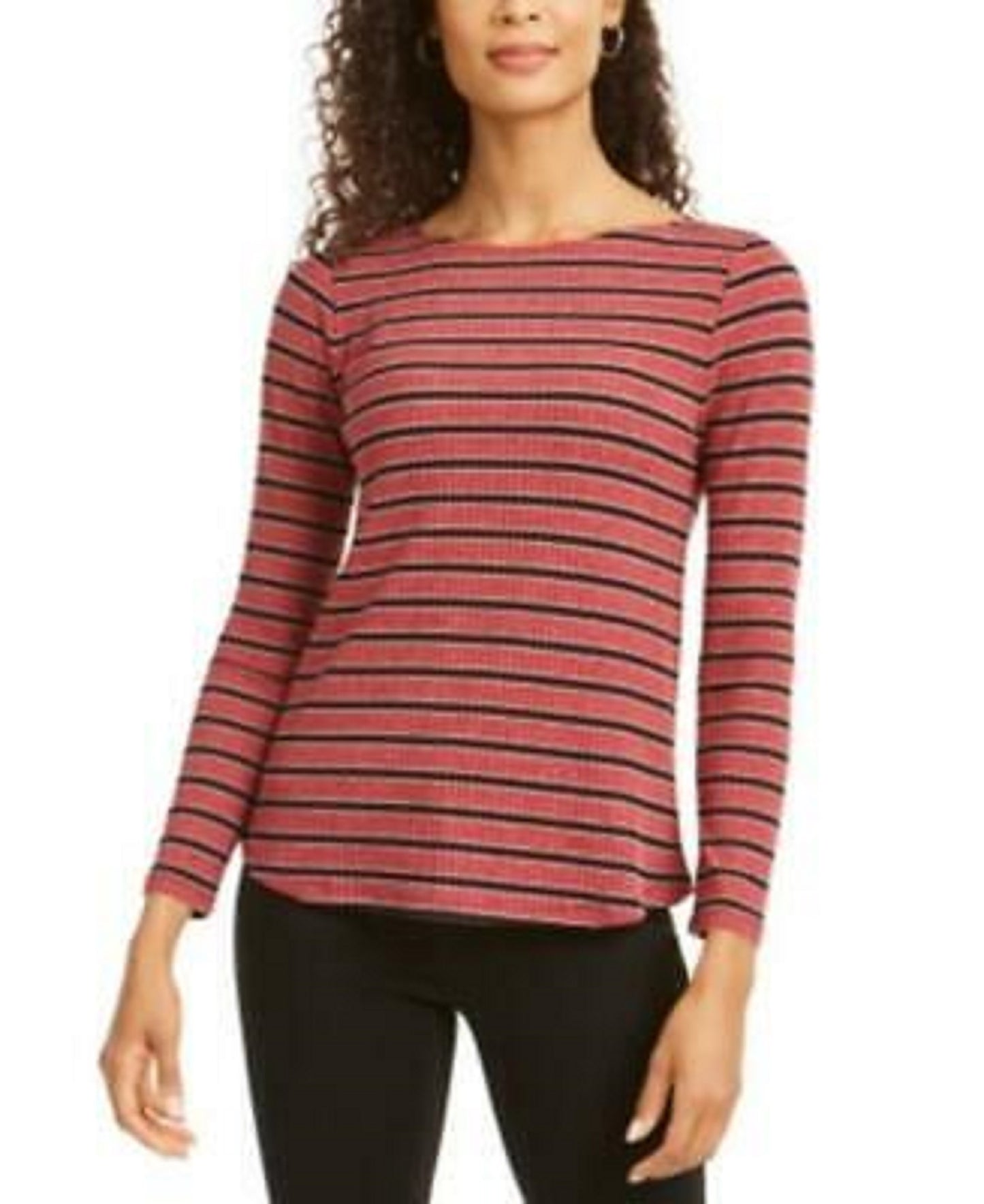Charter Club Women's Heather Long-Sleeve Top Vinho Tamanho Médio