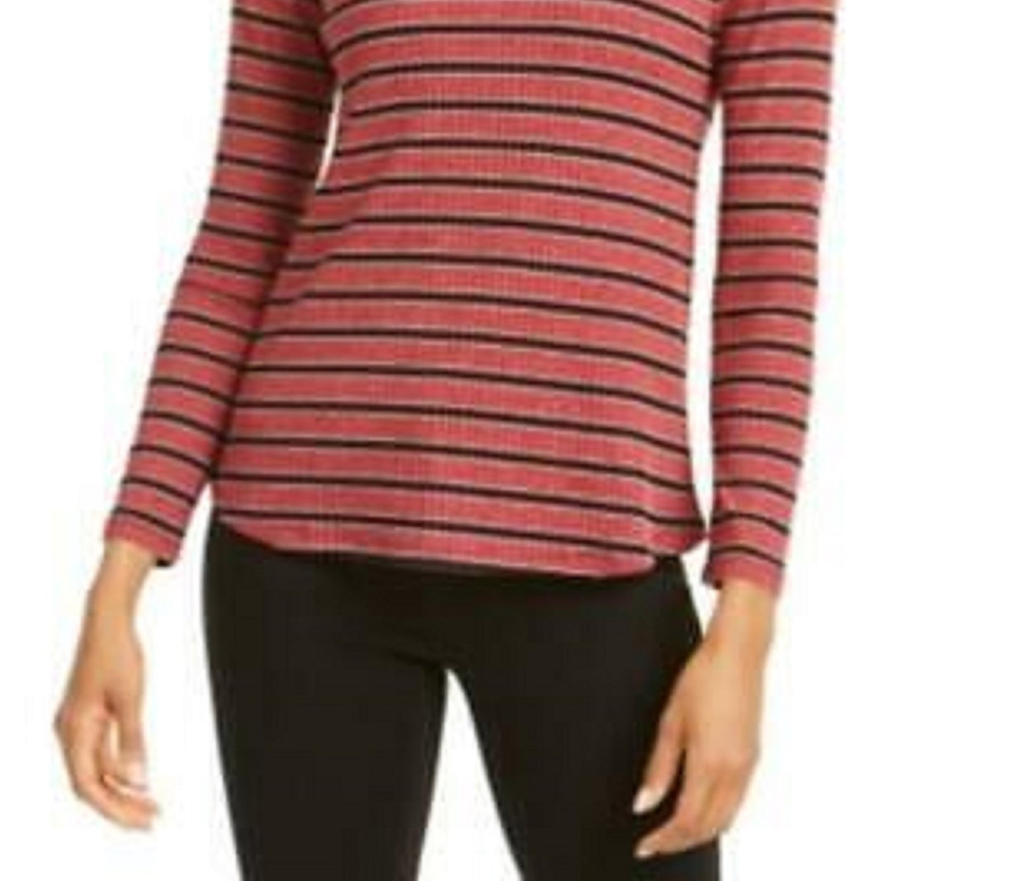 Charter Club Women's Heather Long-Sleeve Top Vinho Tamanho Médio