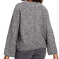 Suéter feminino estilo &amp; co mesclado com manga flare cinza, tamanho médio