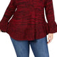 Suéter de malha mesclado com manga sino feminino Style &amp; Co, vermelho, tamanho grande