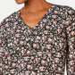 Blusa feminina estampada com decote em V Maison Jules, preta, tamanho X-S