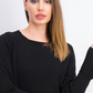 Suéter de malha com babados e bainha plissada feminino Style &amp; Co, preto, tamanho grande
