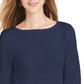 Suéter de malha com babados e bainha plissada feminino Style &amp; Co, azul-marinho, tamanho XX-G