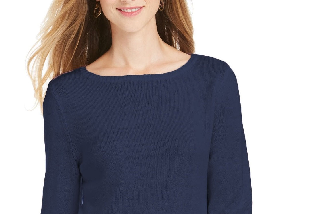 Suéter de malha com babados e bainha plissada feminino Style &amp; Co, azul-marinho, tamanho XX-G