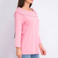Blusa feminina Karen Scott de algodão com gola xale e botões, rosa, tamanho médio