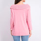 Blusa feminina Karen Scott de algodão com gola xale e botões, rosa, tamanho médio