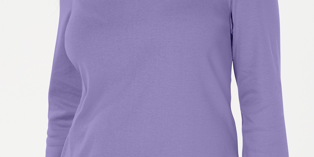 Karen Scott Blusa feminina de algodão com gola xale e botões, roxa, tamanho extra pequeno