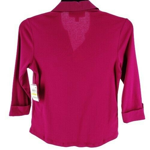 Camisa polo feminina Karen Scott Petite manga 3/4 vermelha tamanho GG