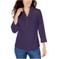 Camisa polo feminina Karen Scott manga 3/4 roxa tamanho pequeno