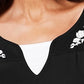 Karen Scott Blusa feminina bordada de algodão com efeito em camadas, preta, tamanho extra pequeno
