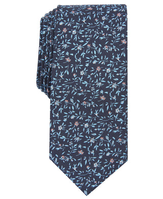 Gravata fina floral Eddison masculina Bar III, tamanho azul marinho, regular