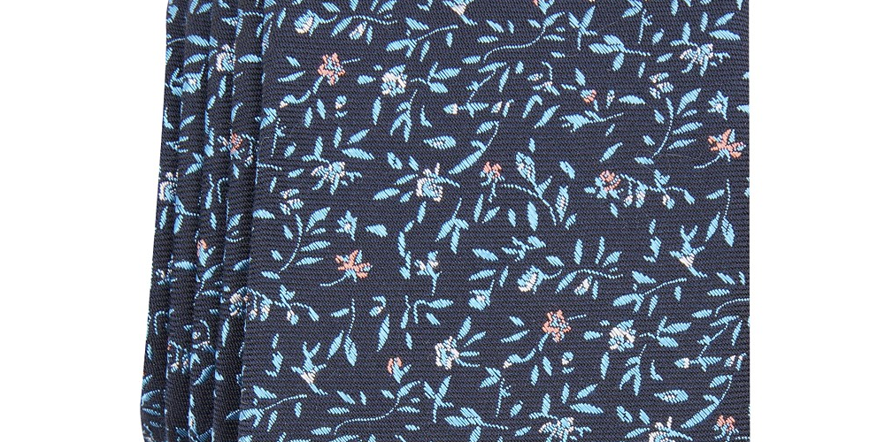 Gravata fina floral Eddison masculina Bar III, tamanho azul marinho, regular