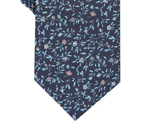 Gravata fina floral Eddison masculina Bar III, tamanho azul marinho, regular