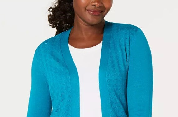 Karen Scott Cardigan Feminino Gola Xale Azul Marinho Tamanho P