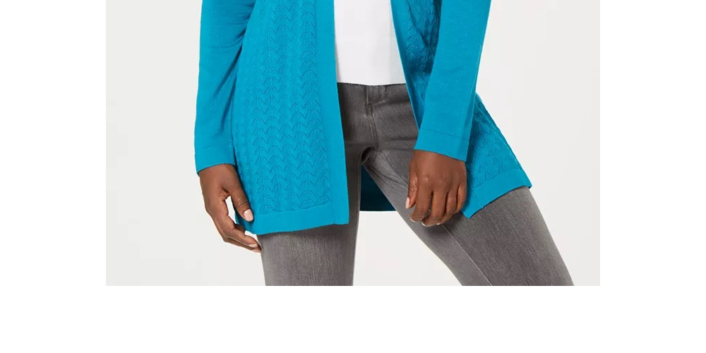Karen Scott Cardigan Feminino Gola Xale Azul Marinho Tamanho P
