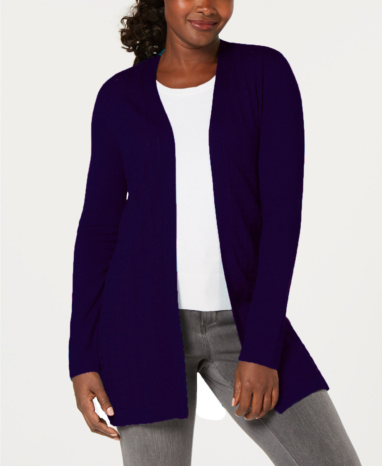Karen Scott Cardigan Feminino Gola Xale Roxo Médio Tamanho P
