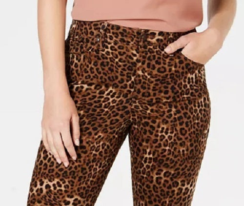 Calça jeans feminina reta Lexington estampada Charter Club marrom tamanho 10 pequena