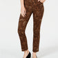 Calça jeans feminina Charter Club Petite estampada Lexington reta, marrom, tamanho 14