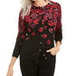Karen Scott Cardigan Feminino Serenity Estampado Floral Vermelho Tamanho P