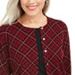 Karen Scott Cardigan Feminino Estampado Xadrez para Festas Ks Merlot Tamanho P