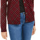 Karen Scott Cardigan Feminino Estampado Xadrez para Festas Ks Merlot Tamanho P