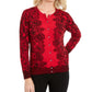 Karen Scott Cardigan Feminino Estampado em Renda Vermelho Tamanho Médio