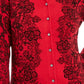 Karen Scott Cardigan feminino com estampa de renda, vermelho, tamanho extra grande