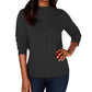Karen Scott Suéter Feminino Petite Cable Front Mock-neck Preto Tamanho Médio