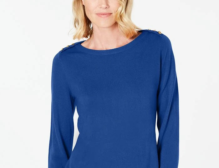 Karen Scott Suéter Feminino com Botões no Ombro Azul Marinho Tamanho XS