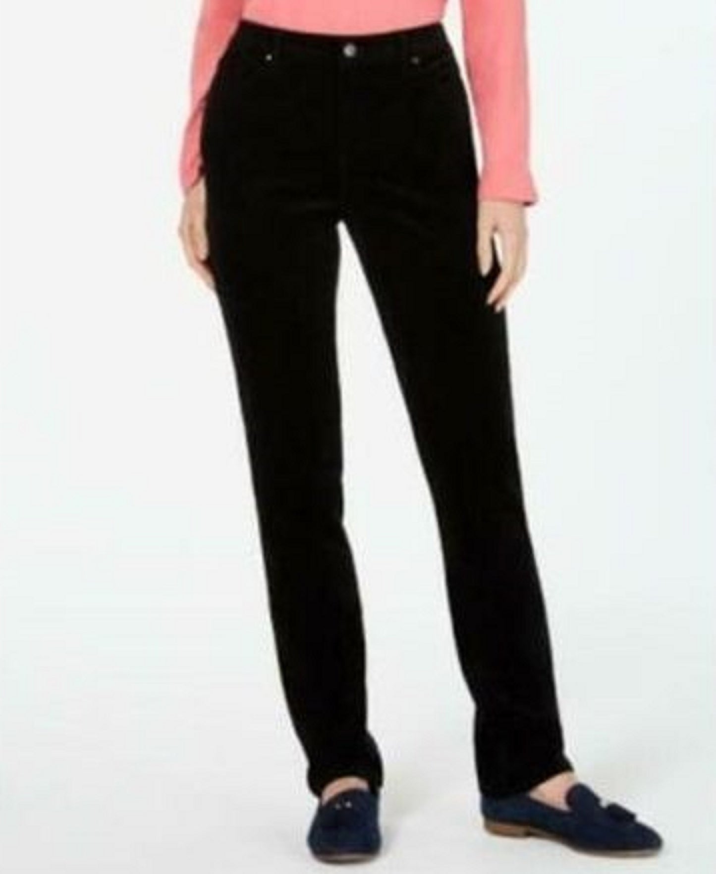 Calças de veludo cotelê Lexington Tummy Control femininas Charter Club, pretas, tamanho 18