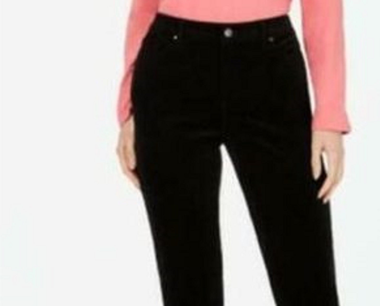 Calças de veludo cotelê Lexington Tummy Control femininas Charter Club, pretas, tamanho 18