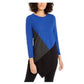 Suéter feminino Alfani assimétrico com blocos de cores azul safira tamanho grande