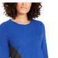 Suéter feminino Alfani assimétrico com blocos de cores azul safira tamanho grande