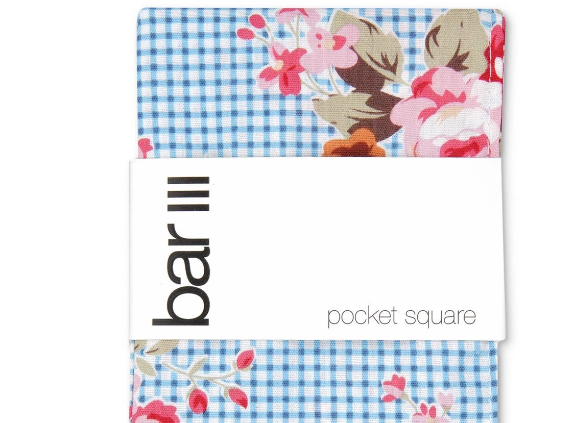 Lenço de bolso xadrez Blossom masculino Bar III, tamanho azul marinho, regular