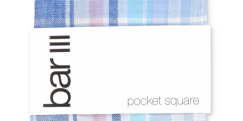 Lenço de bolso xadrez Owens masculino Bar III, tamanho azul marinho, regular