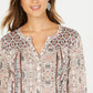 Top feminino estilo &amp; co, estampado, estilo camponês, tamanho pequeno, médio