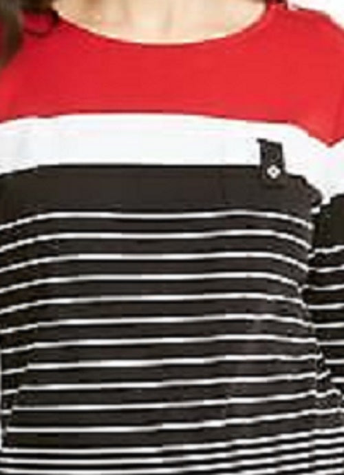 Karen Scott Sport Top Feminino Colorblocked com Botões nos Ombros Vermelho Brilhante Tamanho P