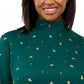 Karen Scott Blusa Plus Size Feminina Estampada com Gola Moletom Verde Tamanho X-G