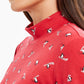 Karen Scott Camiseta feminina de esqui com estampa de pinguins, gola alta, vermelho brilhante, tamanho XXG