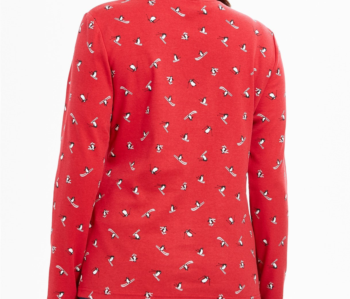 Karen Scott Camiseta feminina de esqui com estampa de pinguins, gola alta, vermelho brilhante, tamanho XXG
