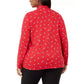 Blusa feminina Karen Scott com estampa de gola alta, vermelha brilhante, tamanho X-G