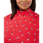 Blusa feminina Karen Scott com estampa de gola alta, vermelha brilhante, tamanho X-G