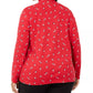 Karen Scott Top feminino plus size com estampa de pinguins de esqui e gola alta, vermelho brilhante, tamanho 1X