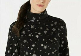 Karen Scott Blusa Feminina Snowy Glory Gola Alta Preta Tamanho P