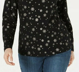 Karen Scott Blusa Feminina Snowy Glory Gola Alta Preta Tamanho P