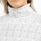 Karen Scott - Blusa feminina de gola alta estampada Fair Isle, branca, tamanho extragrande